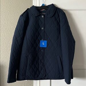 Tommy Hilfiger Black Quilted Snap-Front Jacket with Crest